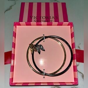 Victoria’s Secret rhinestone angel wings bangle bracelets New in box